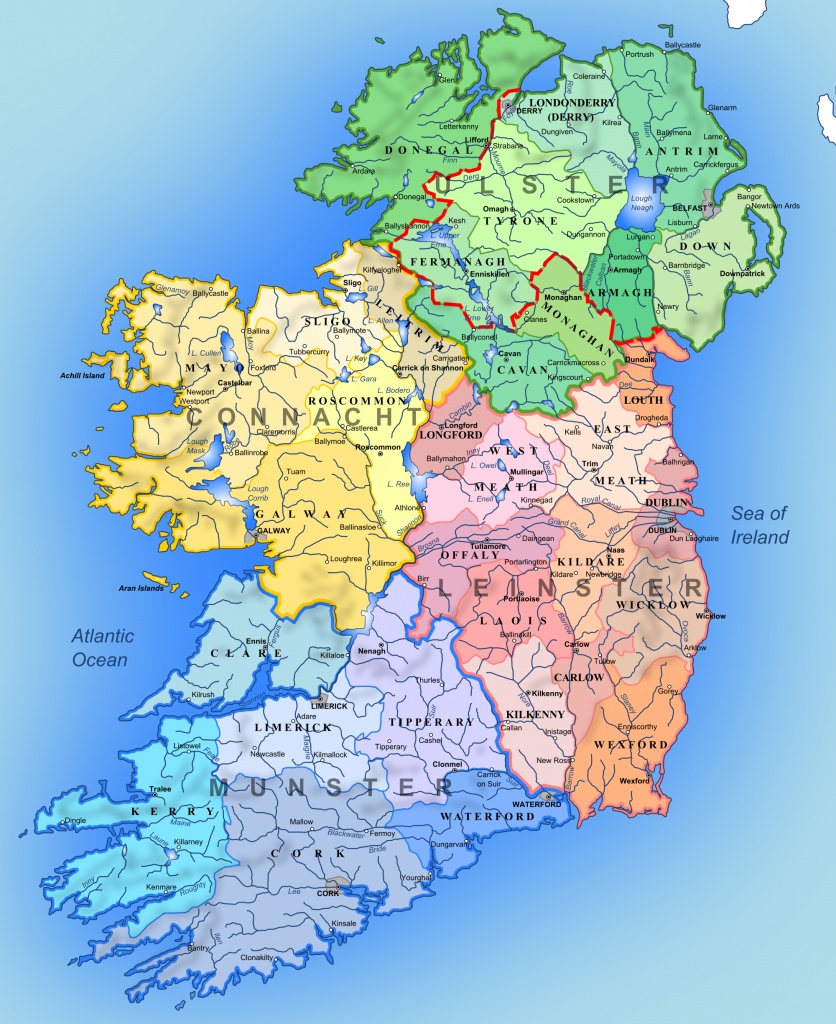 Carte irlande regions villes rivieres